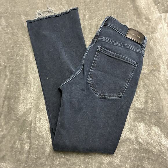 Express Jeans Womens 0/R Blue Cropped Flare High Rise 4-Way Hyper Stretch Pants - Picture 8 of 12